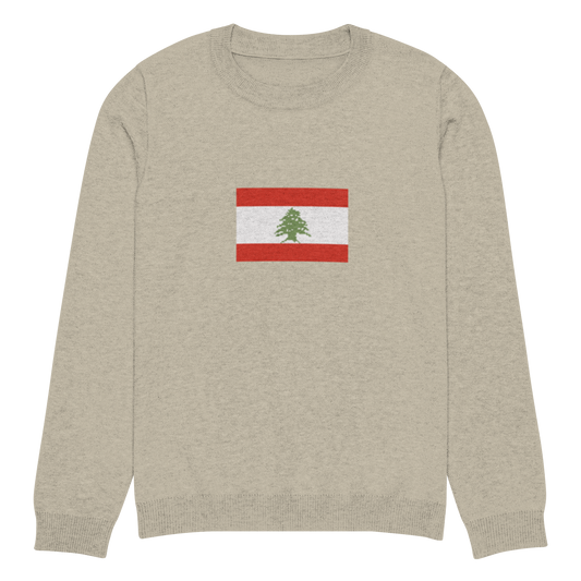 Lebanon Flag Knitted Crew Neck Unisex Sweater