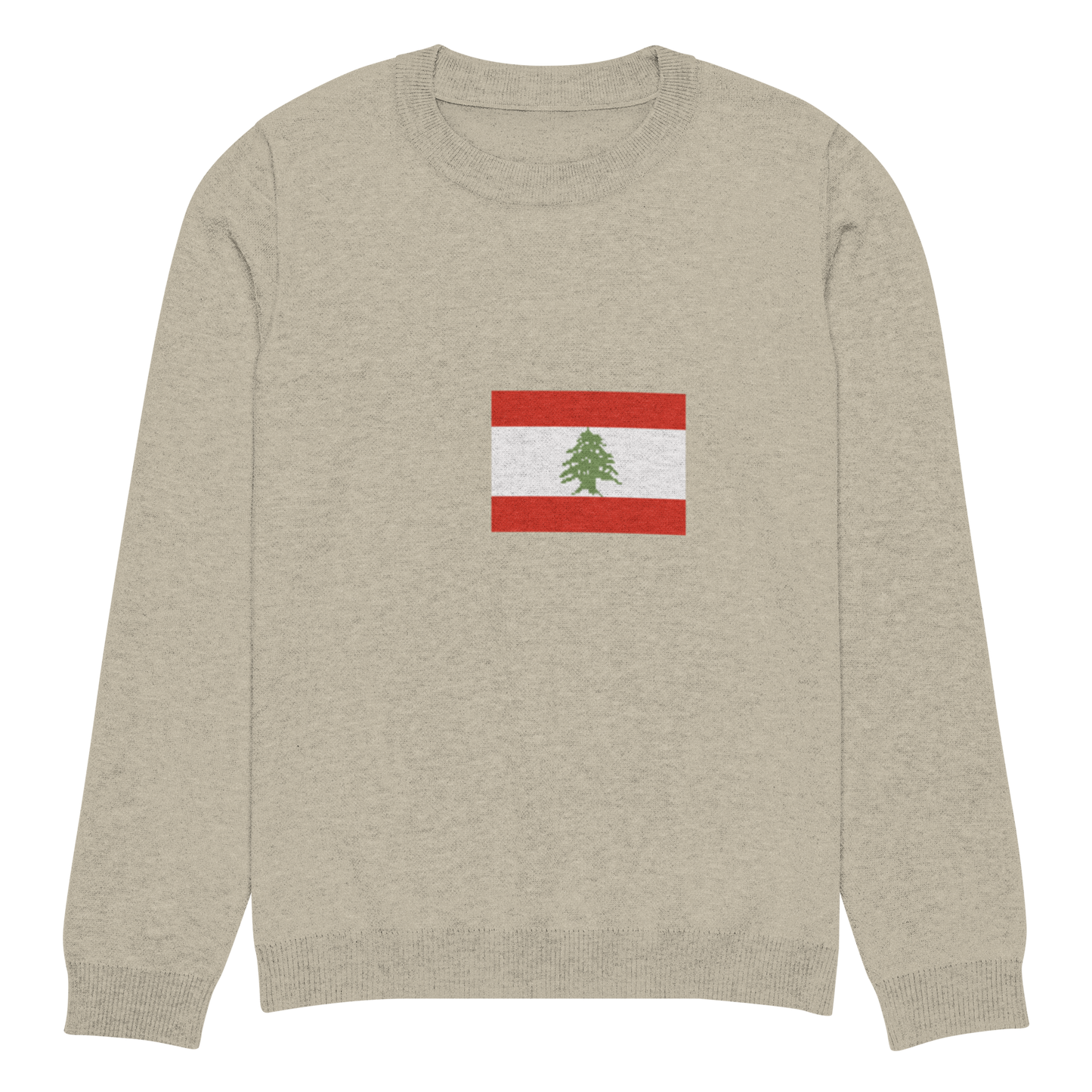 Lebanon Flag Knitted Crew Neck Unisex Sweater