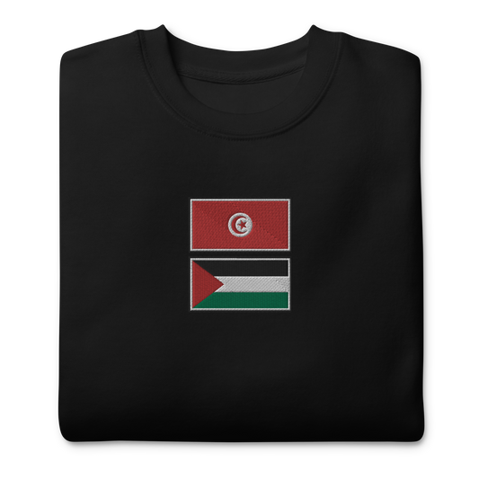 Tunisia x Palestine Embroidered Unisex Sweatshirt