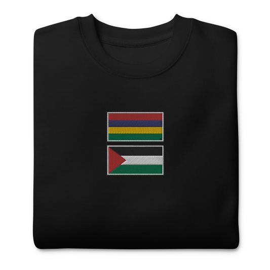 Mauritius x Palestine Embroidered Unisex Sweatshirt