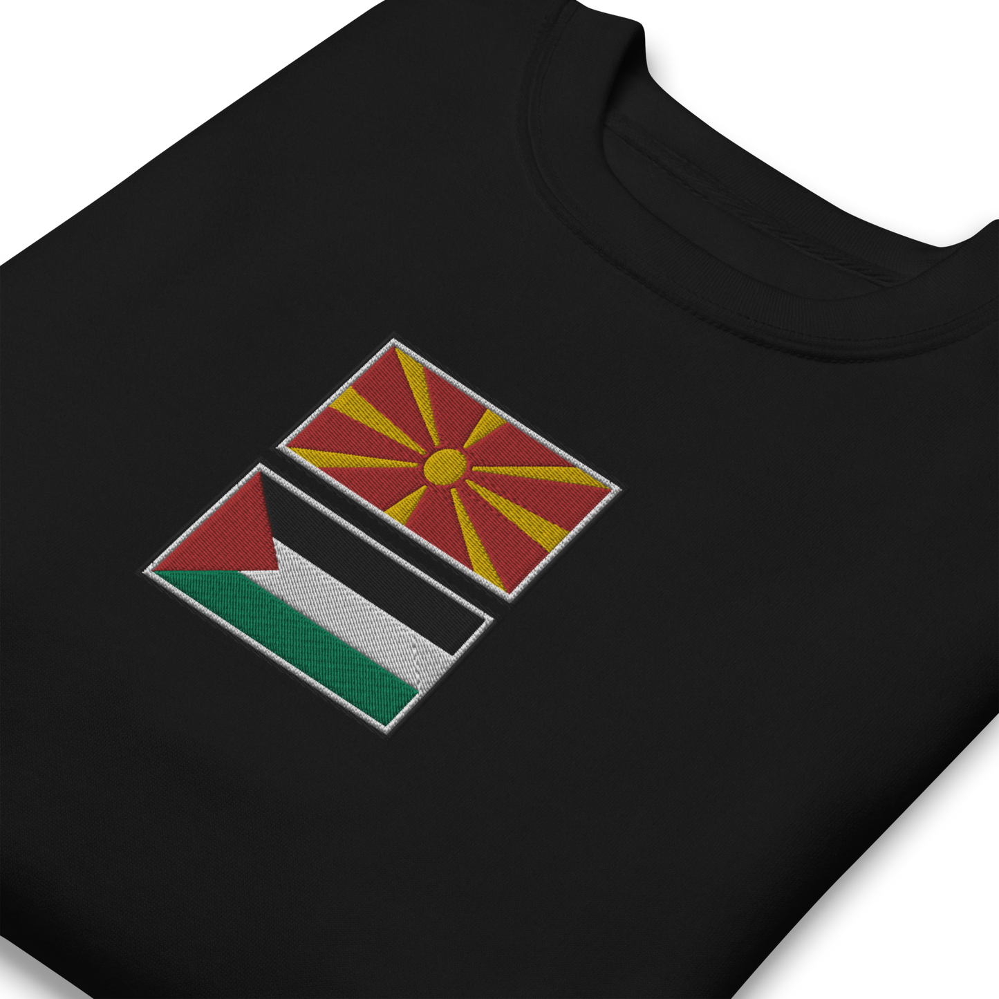 North Macedonia x Palestine Embroidered Unisex Sweatshirt