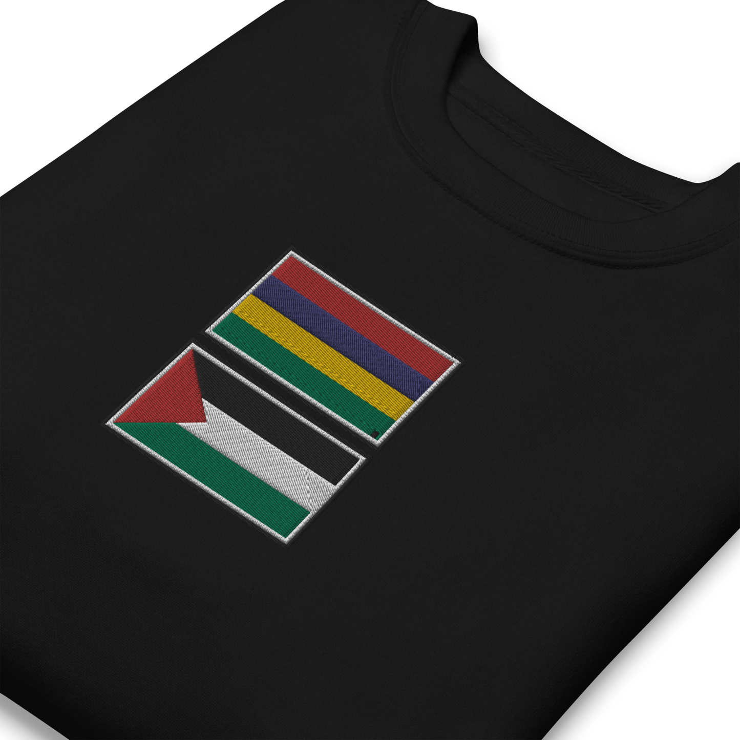 Mauritius x Palestine Embroidered Unisex Sweatshirt