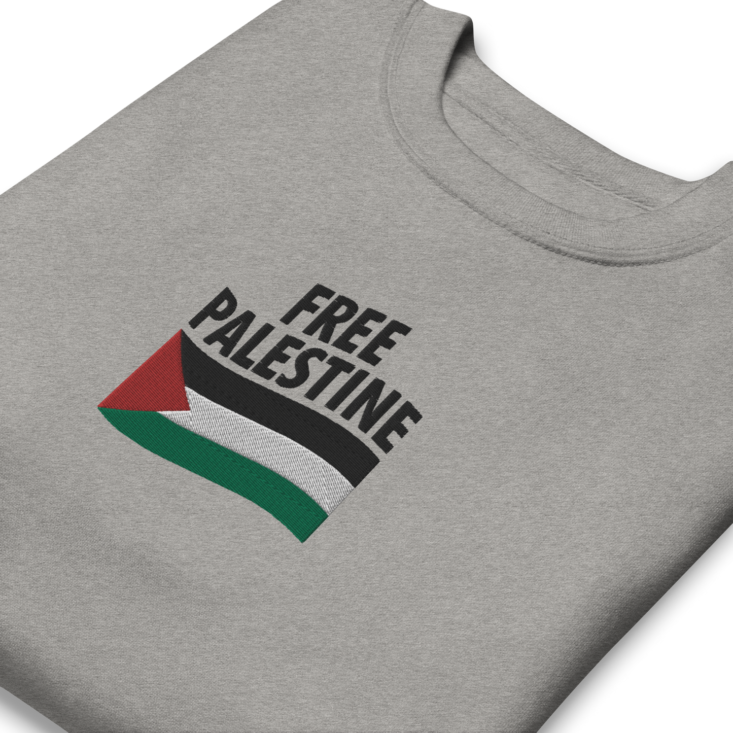 Free Palestine Flag Embroidered Unisex Sweatshirt