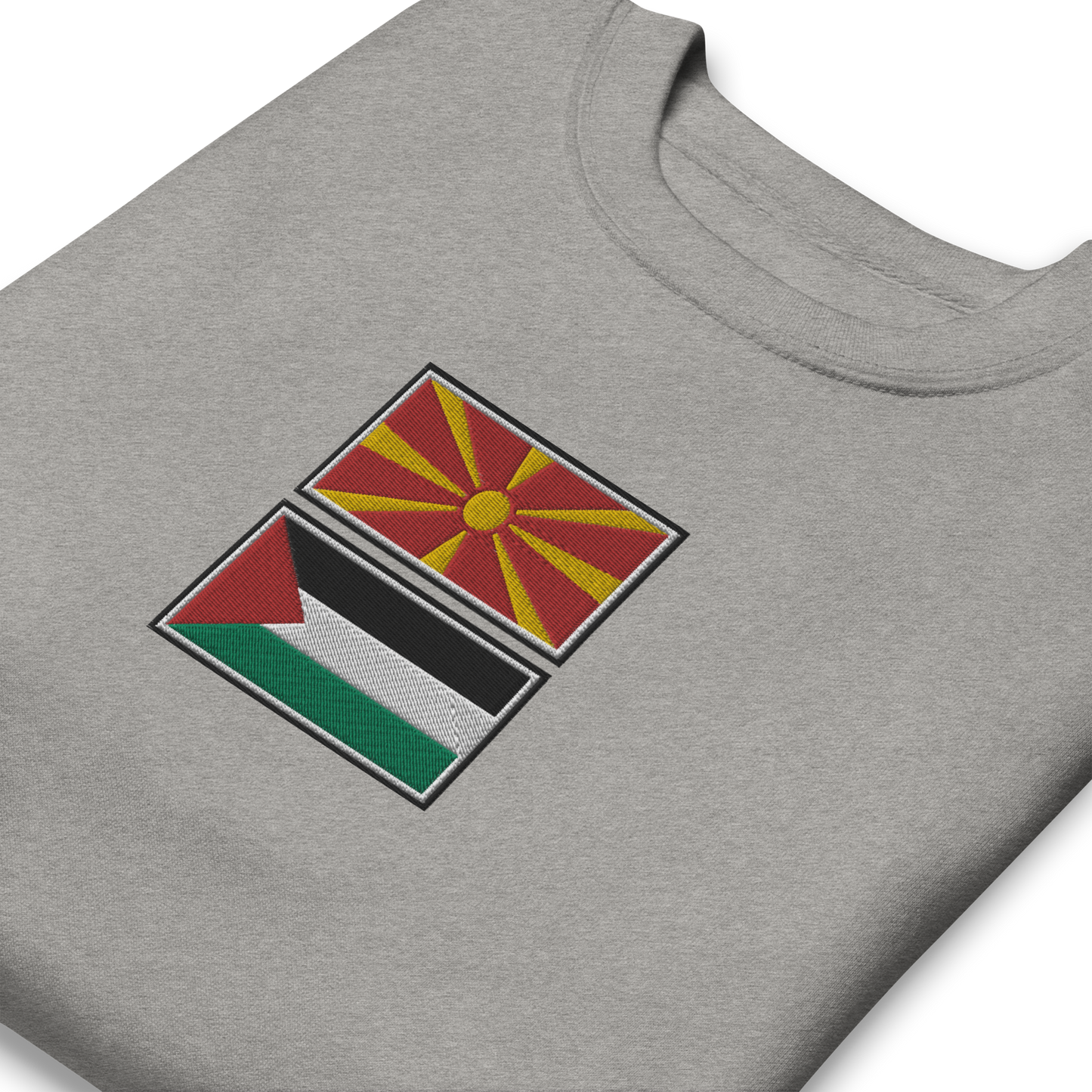 North Macedonia x Palestine Embroidered Unisex Sweatshirt