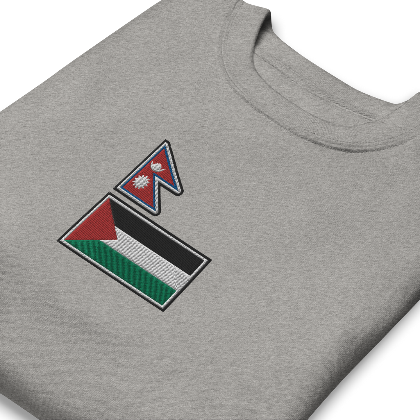 Nepal x Palestine Embroidered Unisex Sweatshirt