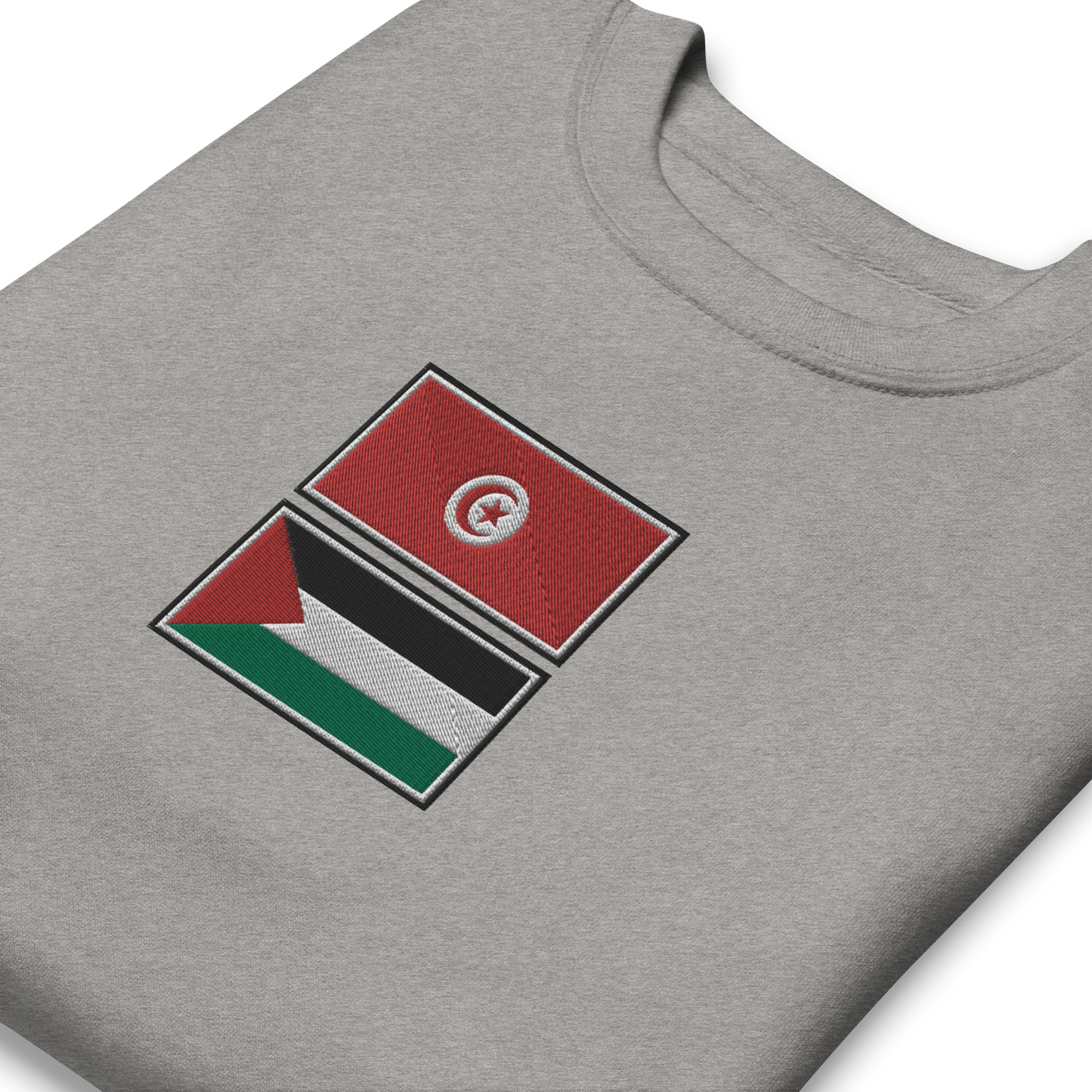 Tunisia x Palestine Embroidered Unisex Sweatshirt