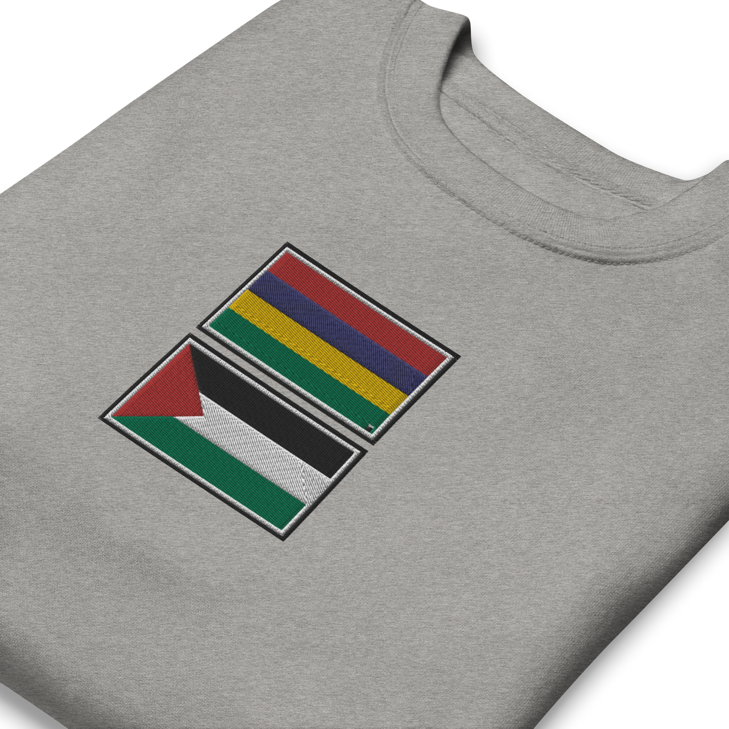 Mauritius x Palestine Embroidered Unisex Sweatshirt