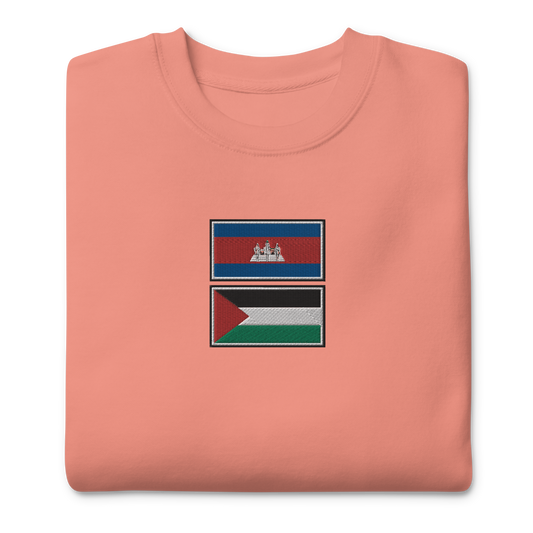 Cambodia x Palestine Embroidered Unisex Sweatshirt