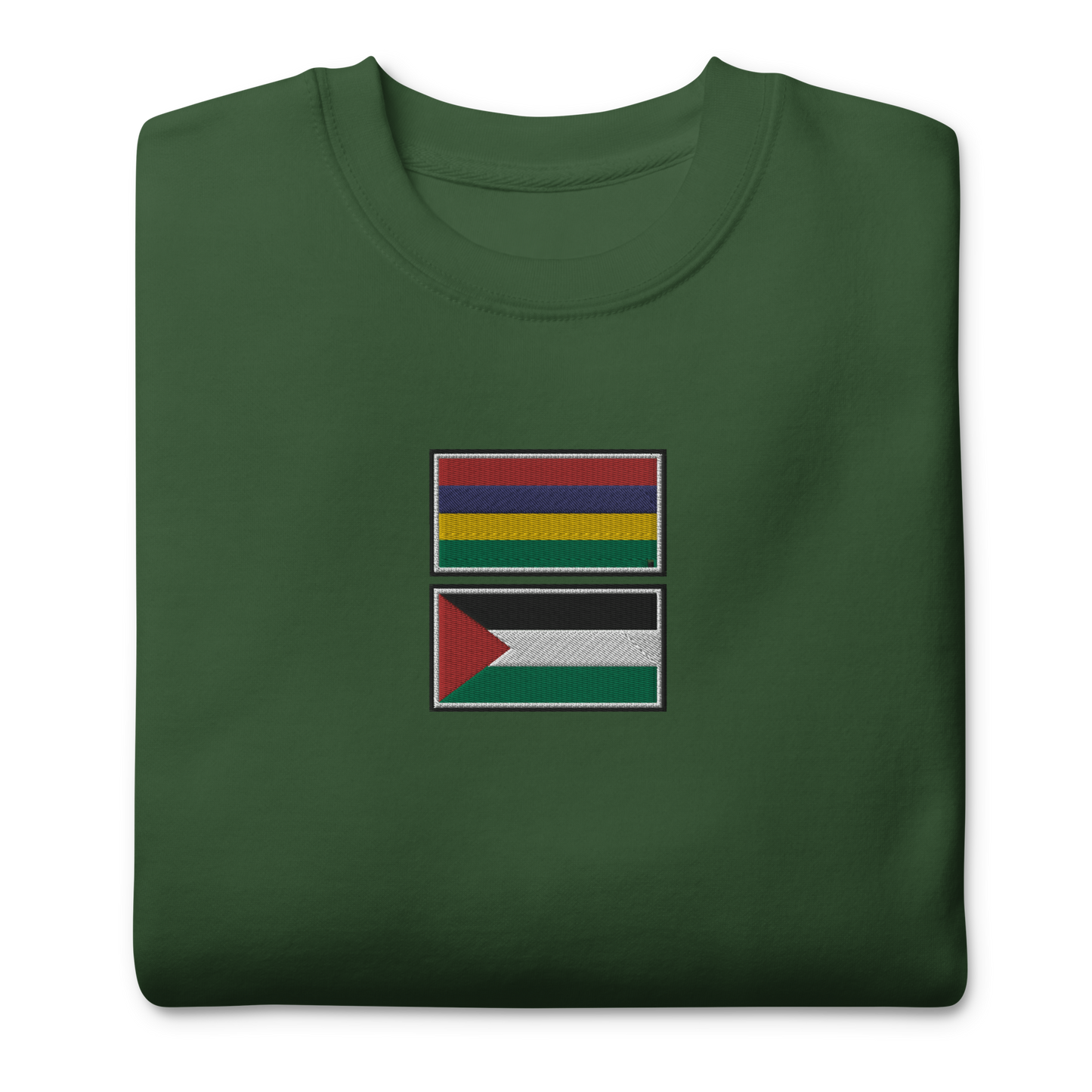 Mauritius x Palestine Embroidered Unisex Sweatshirt