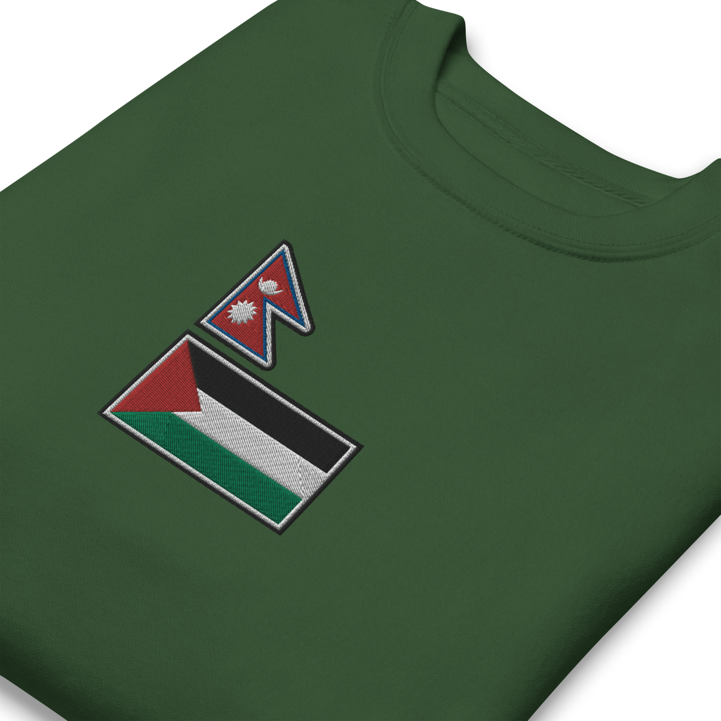 Nepal x Palestine Embroidered Unisex Sweatshirt