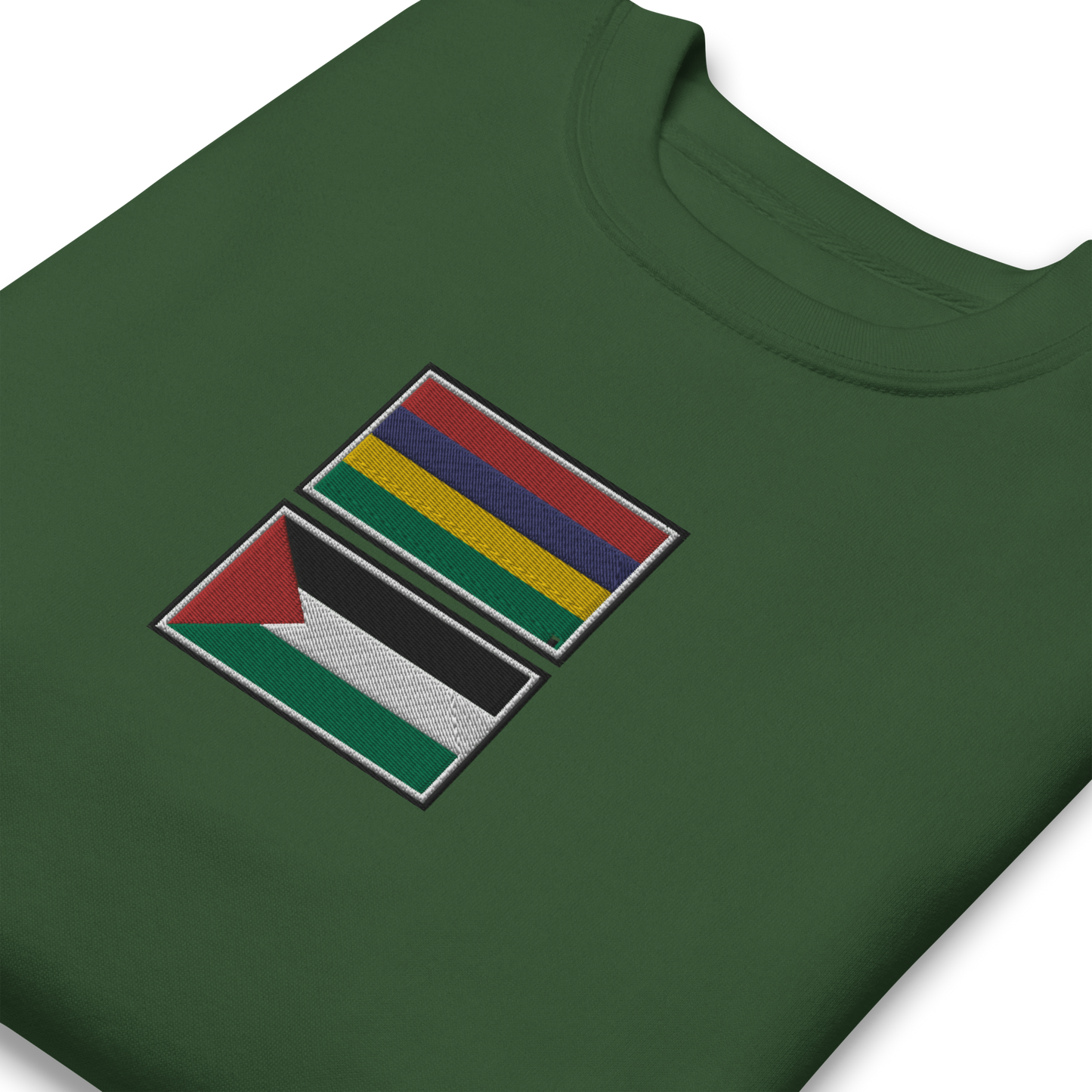 Mauritius x Palestine Embroidered Unisex Sweatshirt