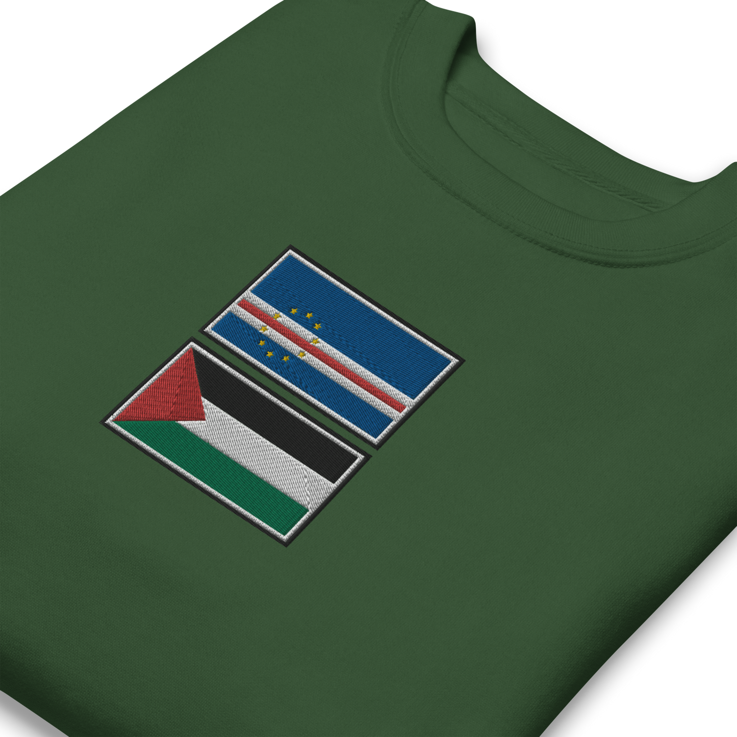 Cape Verde x Palestine Embroidered Unisex Sweatshirt