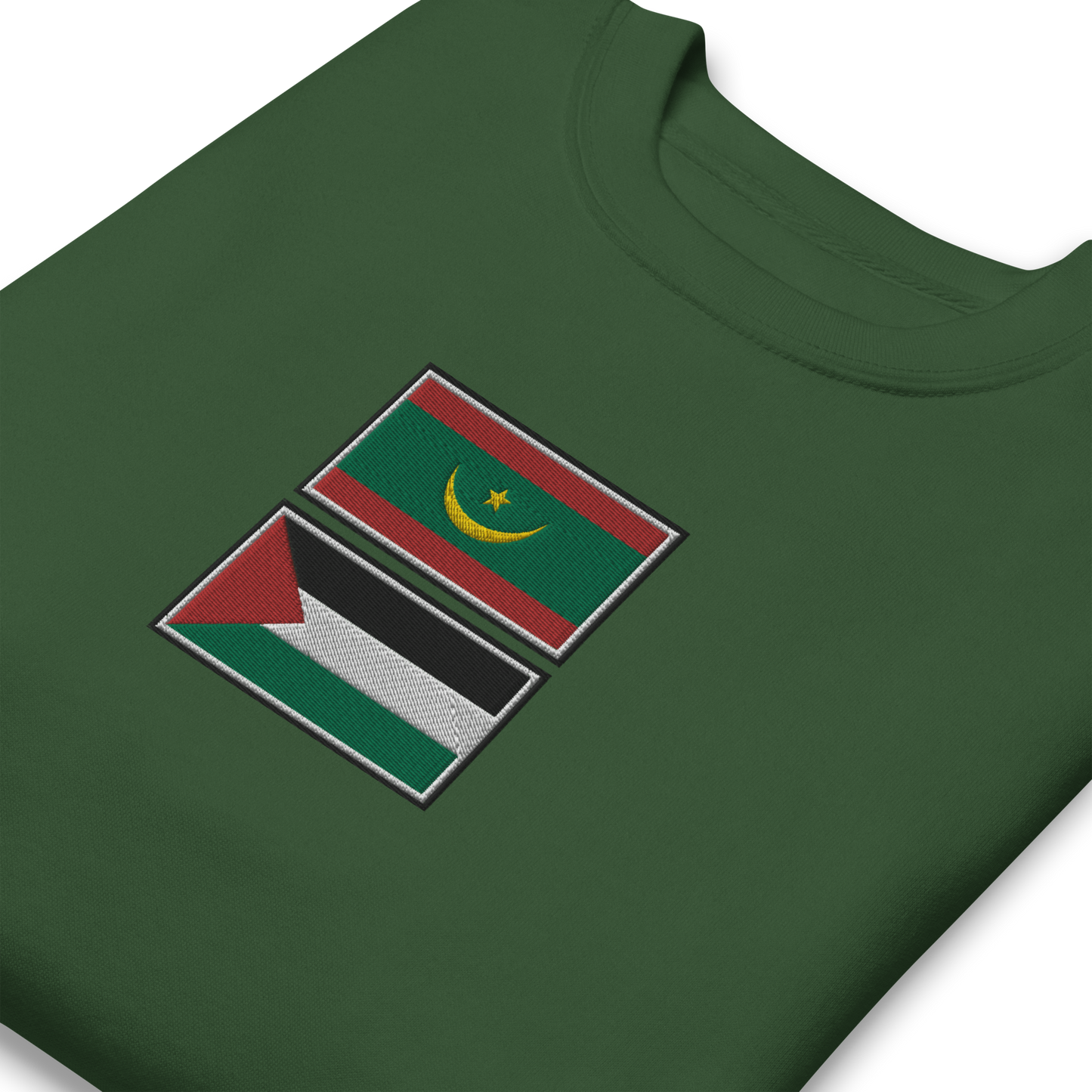 Mauritania x Palestine Embroidered Unisex Sweatshirt