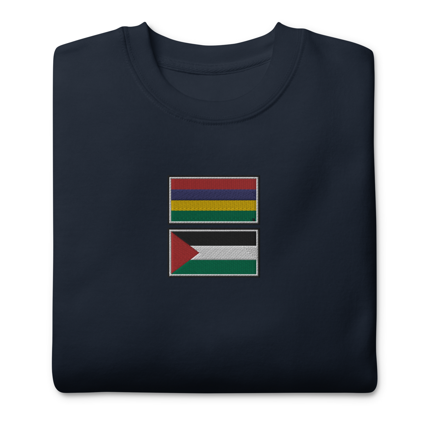 Mauritius x Palestine Embroidered Unisex Sweatshirt