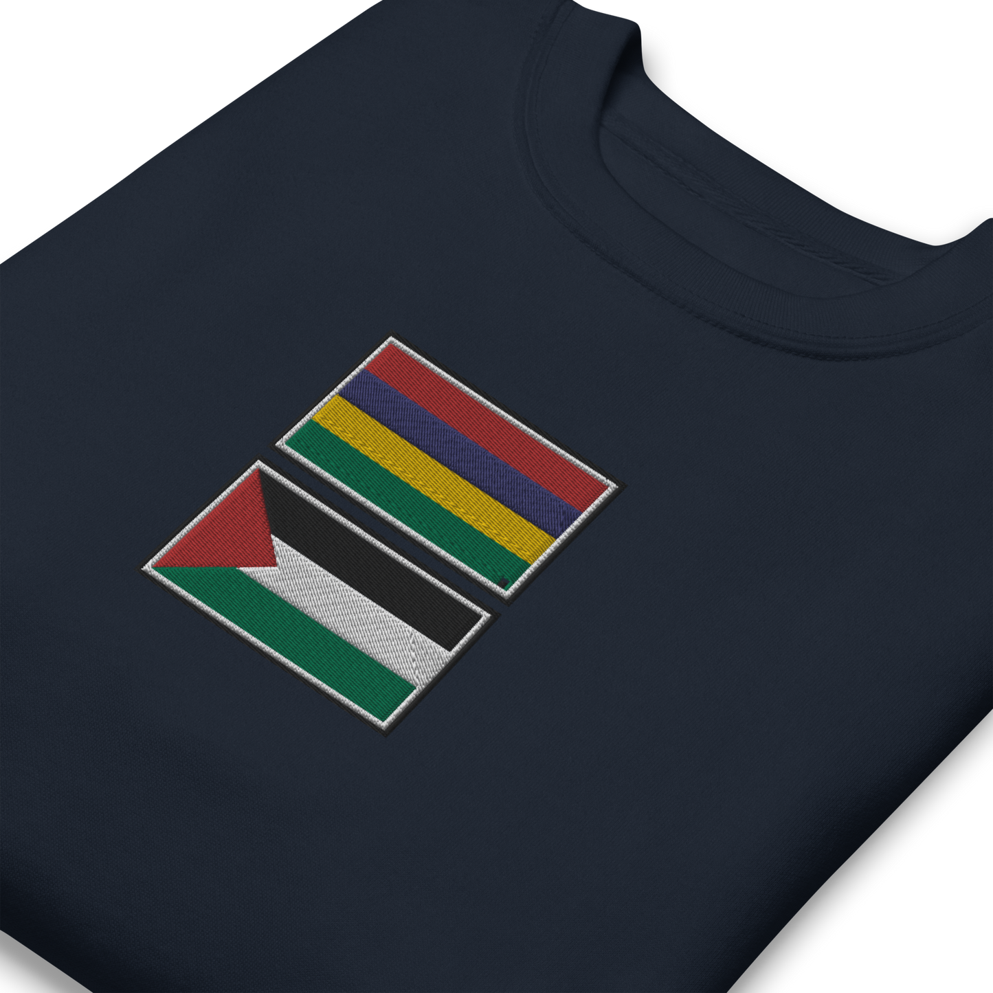 Mauritius x Palestine Embroidered Unisex Sweatshirt