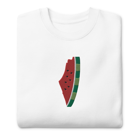 Palestine Watermelon Map Embroidered Unisex Sweatshirt