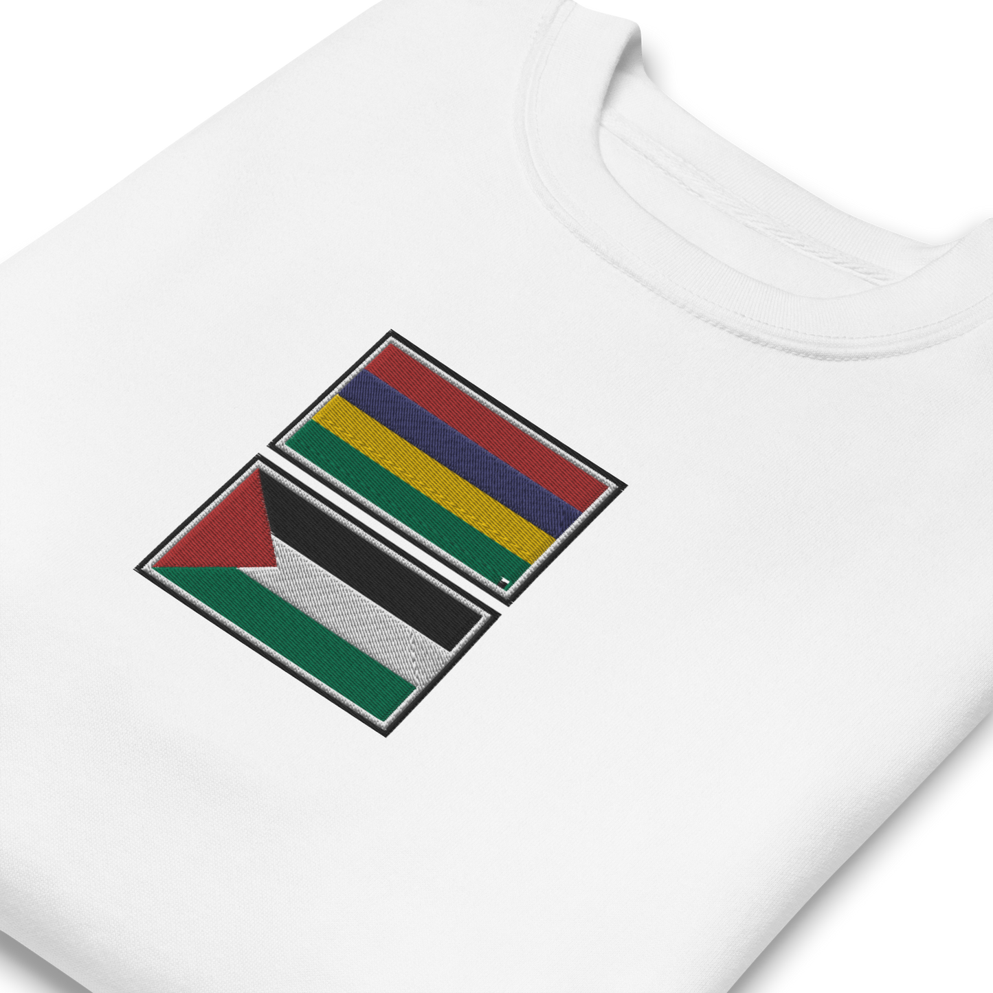 Mauritius x Palestine Embroidered Unisex Sweatshirt