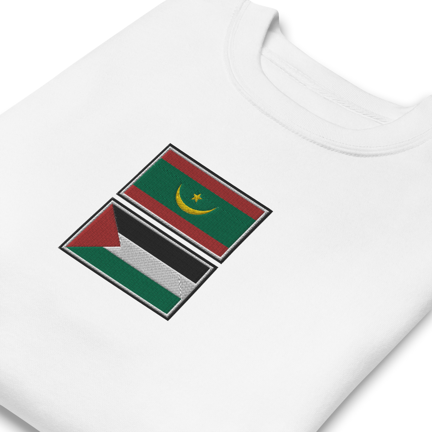 Mauritania x Palestine Embroidered Unisex Sweatshirt