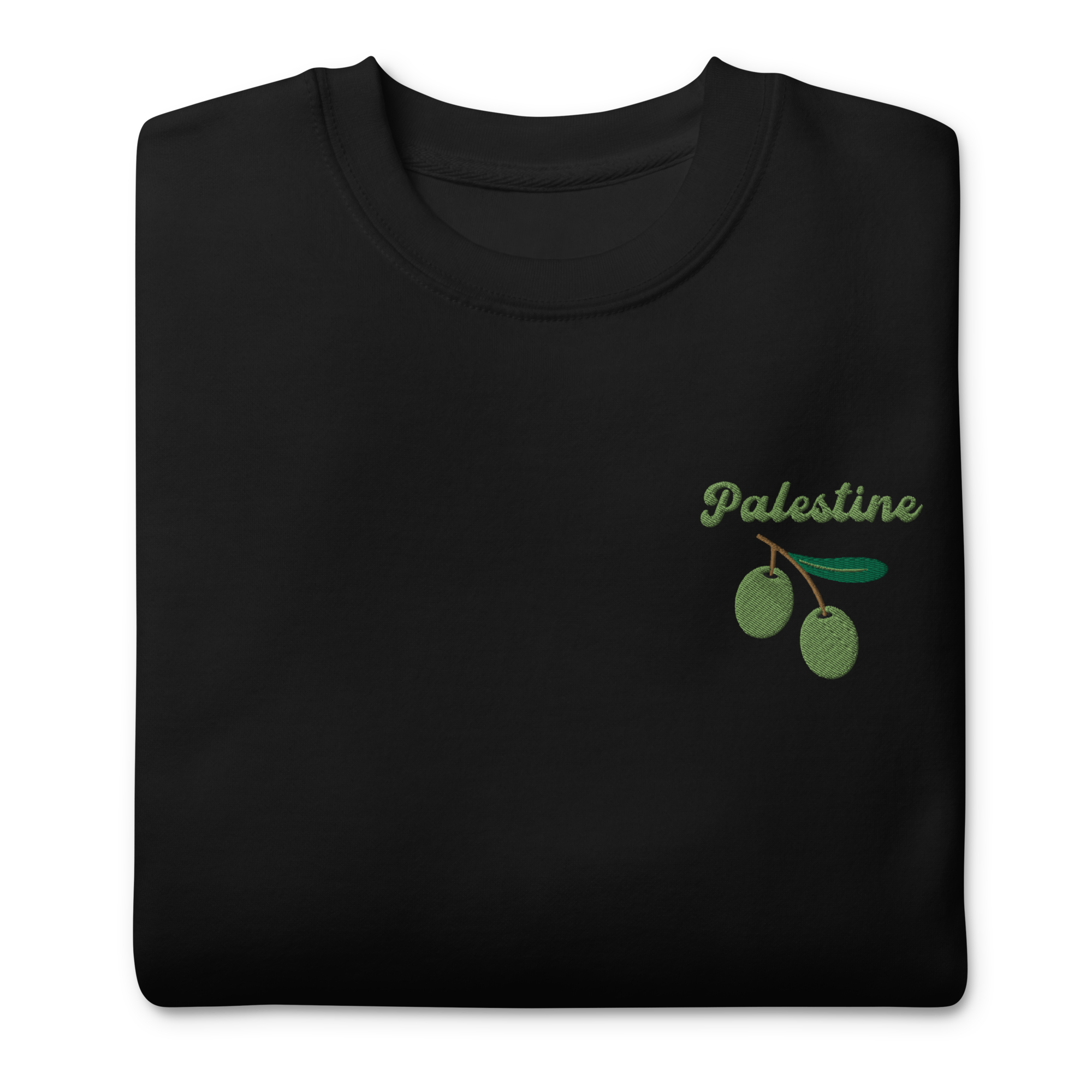 Palestine Olive Embroidered Unisex Sweatshirt