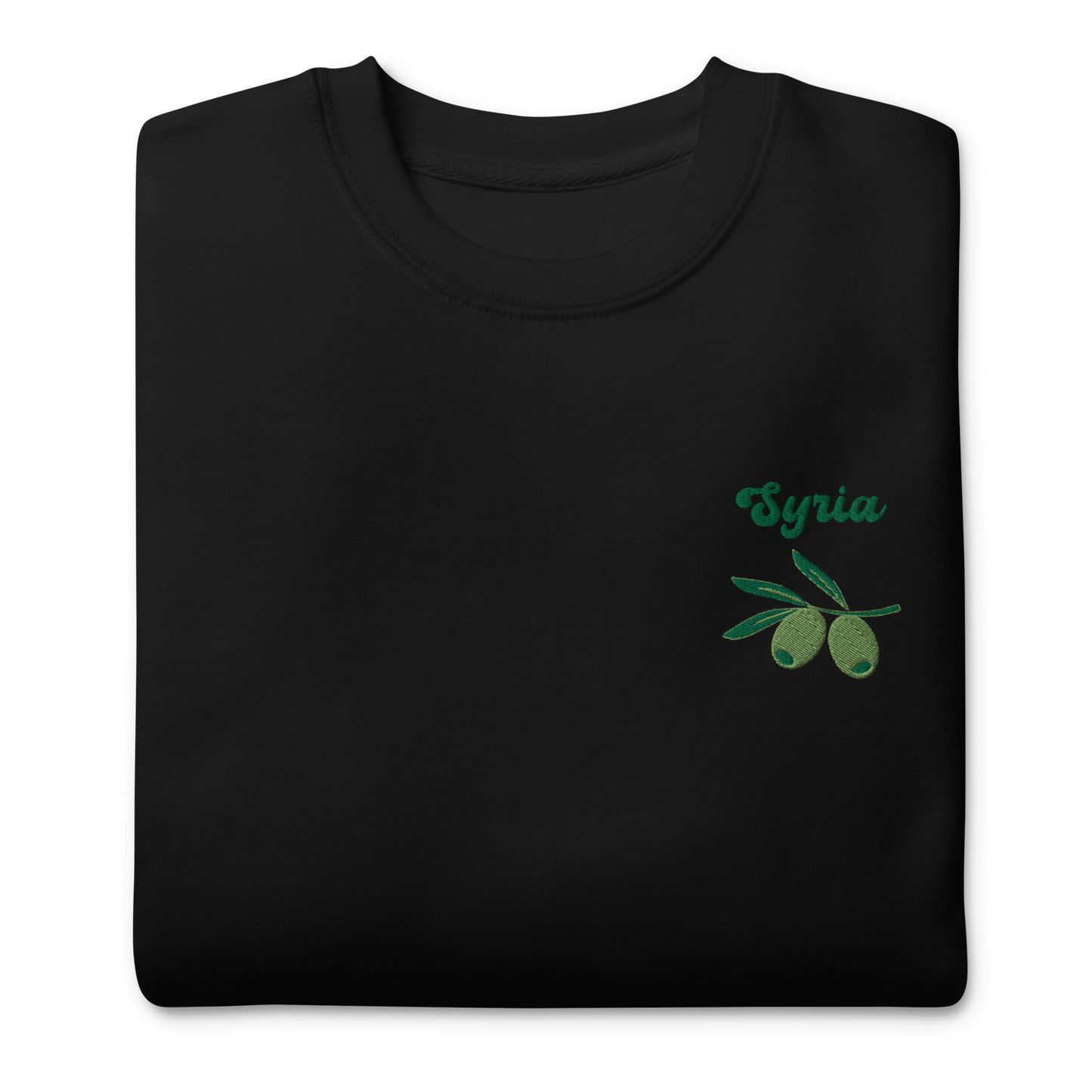 Syria Olive Embroidered Unisex Sweatshirt