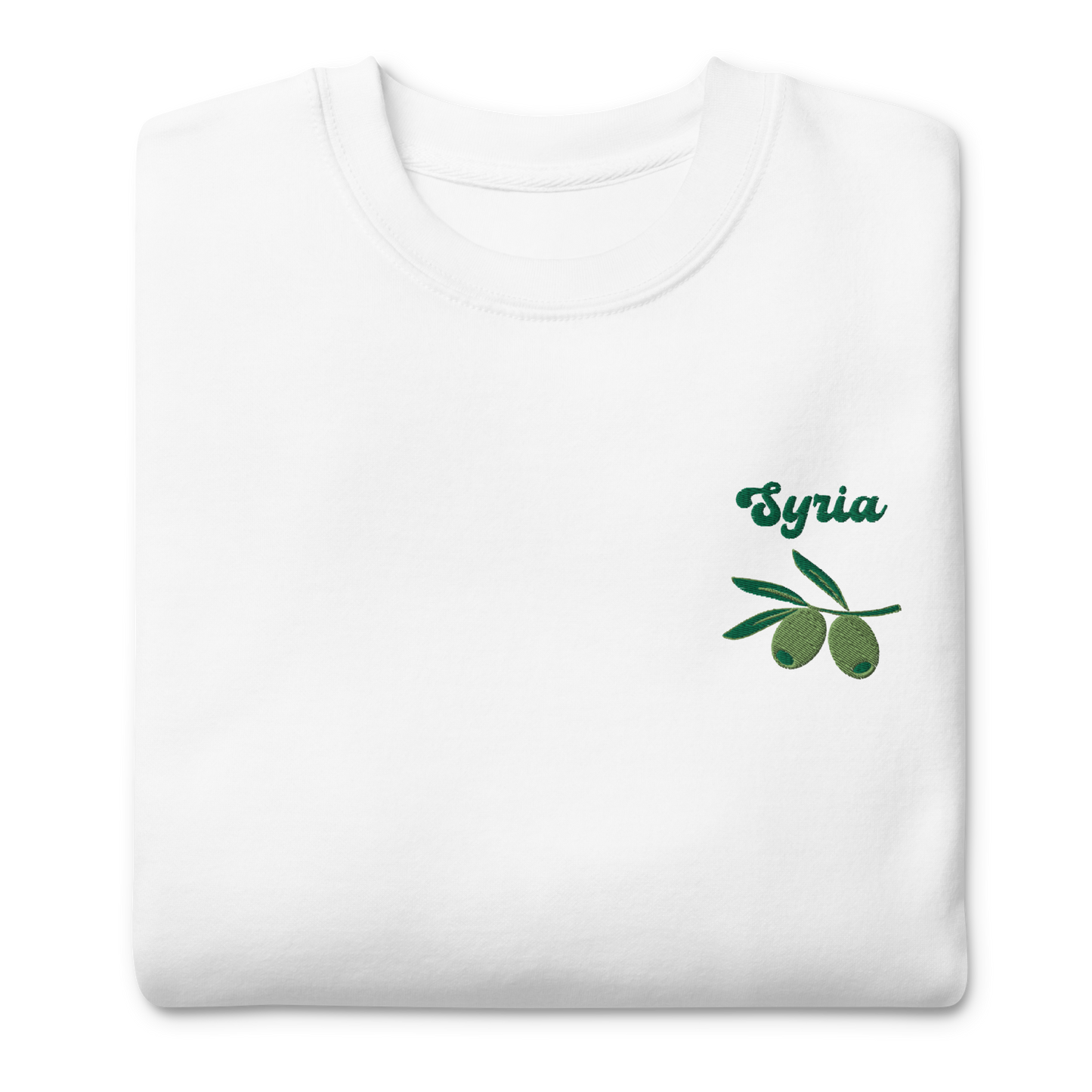 Syria Olive Embroidered Unisex Sweatshirt